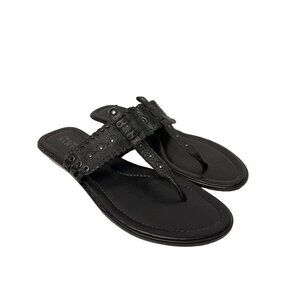Franco Sarto Black Leather Flip Flop Thong Sandal Slip On Women's Size 8.5
